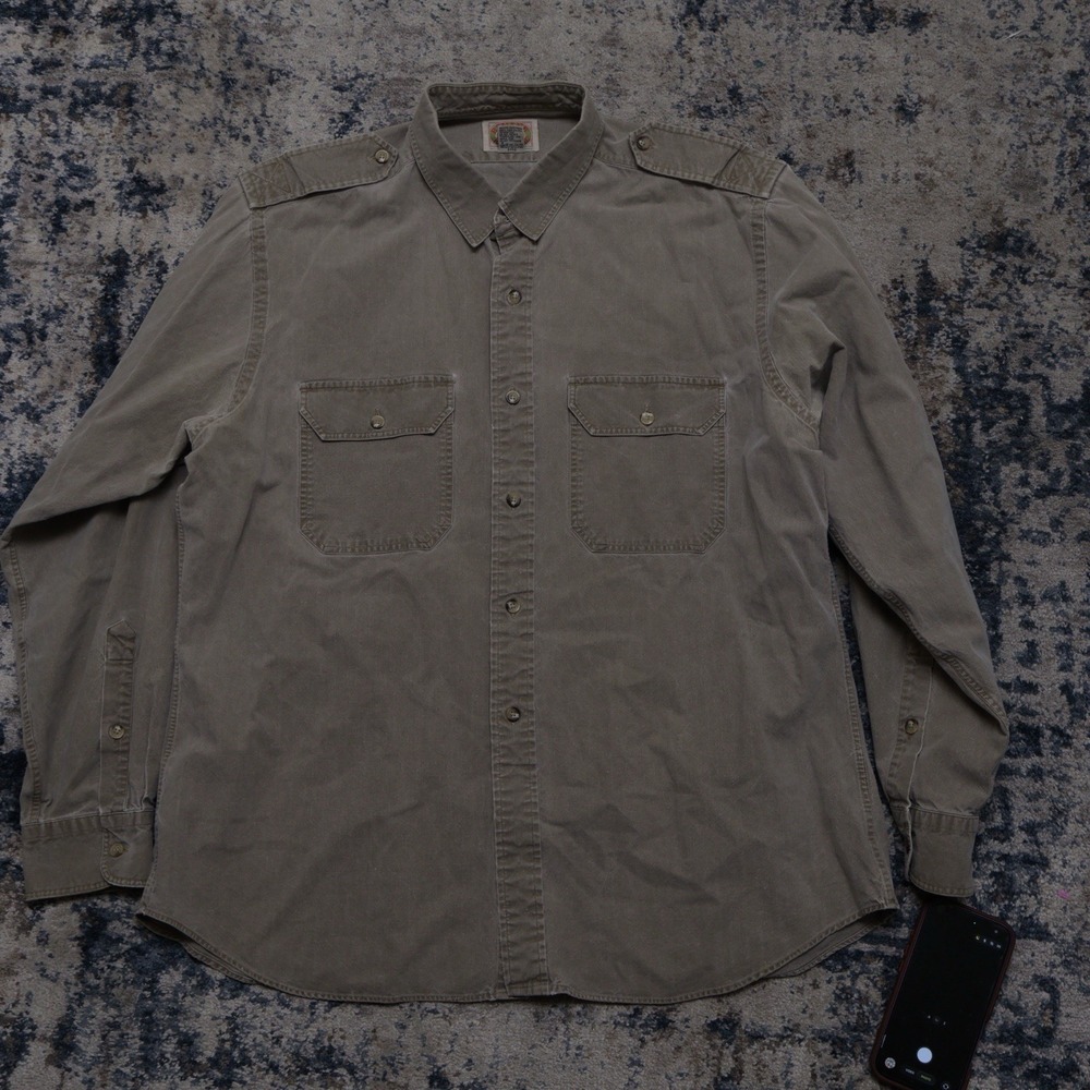 Vintage 80s Banana Republic Men's Utility Button Shirt Canvas Size XL Safari